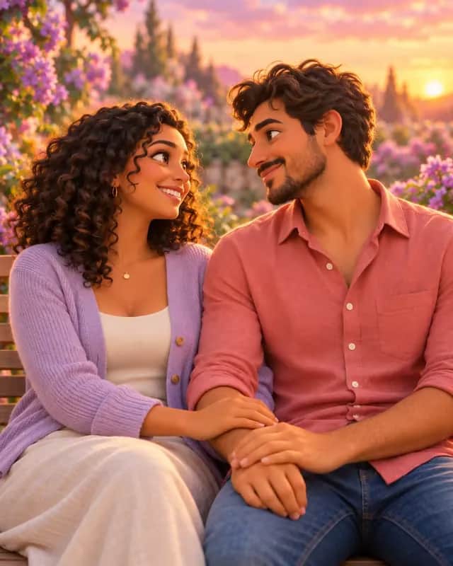 Casal como personagens de animação de cinema